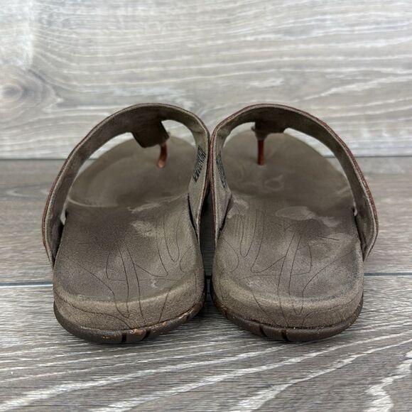 Teva Keelie Brown Leather Womens Sz 7.5 Thong Slip On T-Strap Flip Flop Sandals - Picture 4 of 15